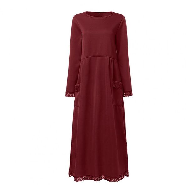 Women's Long Sleeve Maxi Dress with Side Pockets