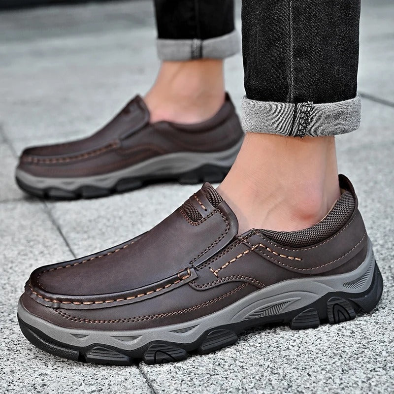 Men's Casual Moc Toe Loafers, Slip-On Design