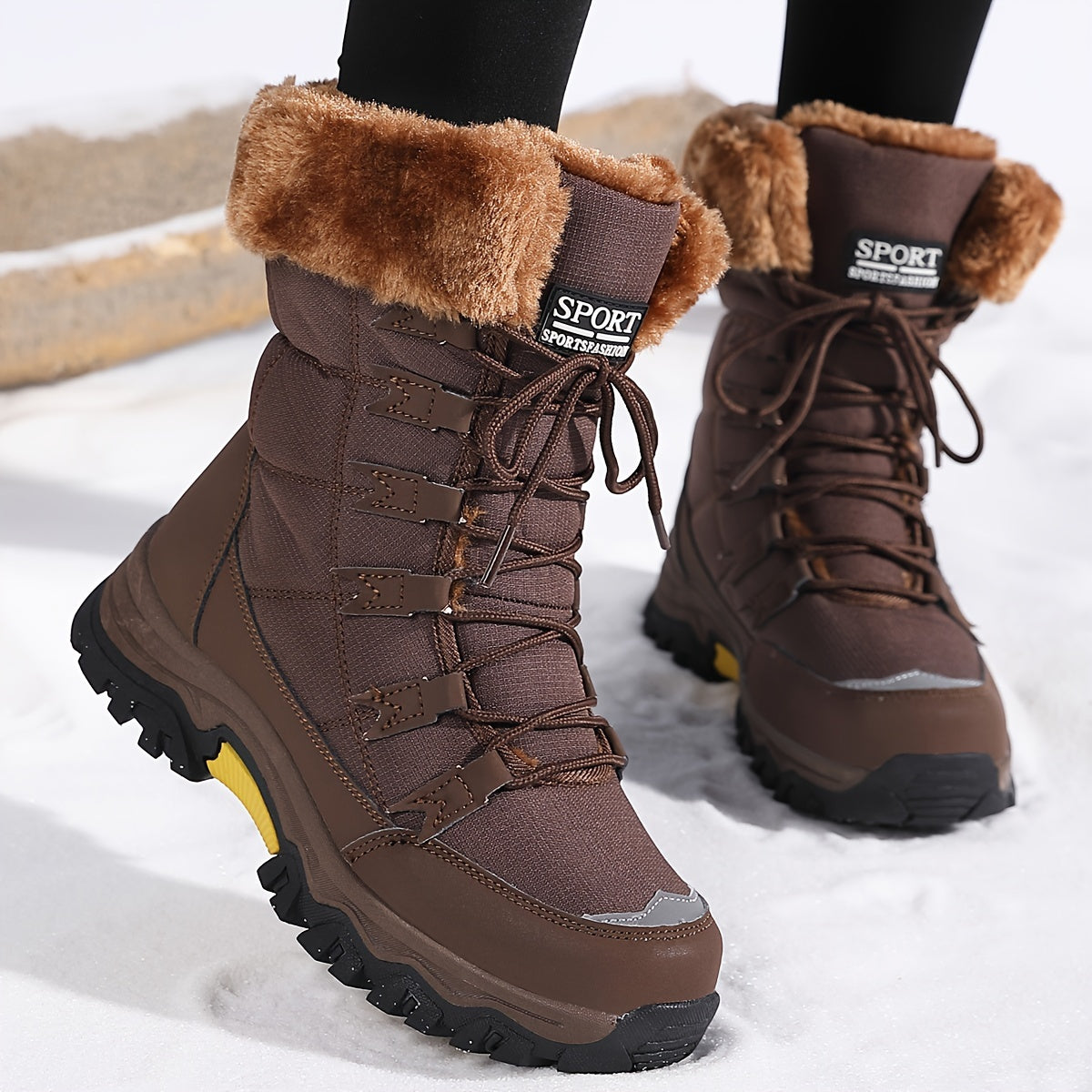 Women's Winter Boots, Lace-Up, Plush Cuff, Lug Sole