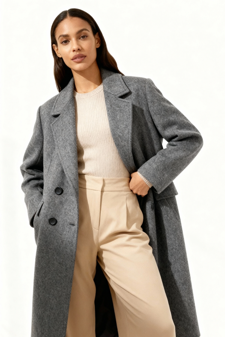 Esme Double-Breasted Longline Wool Coat