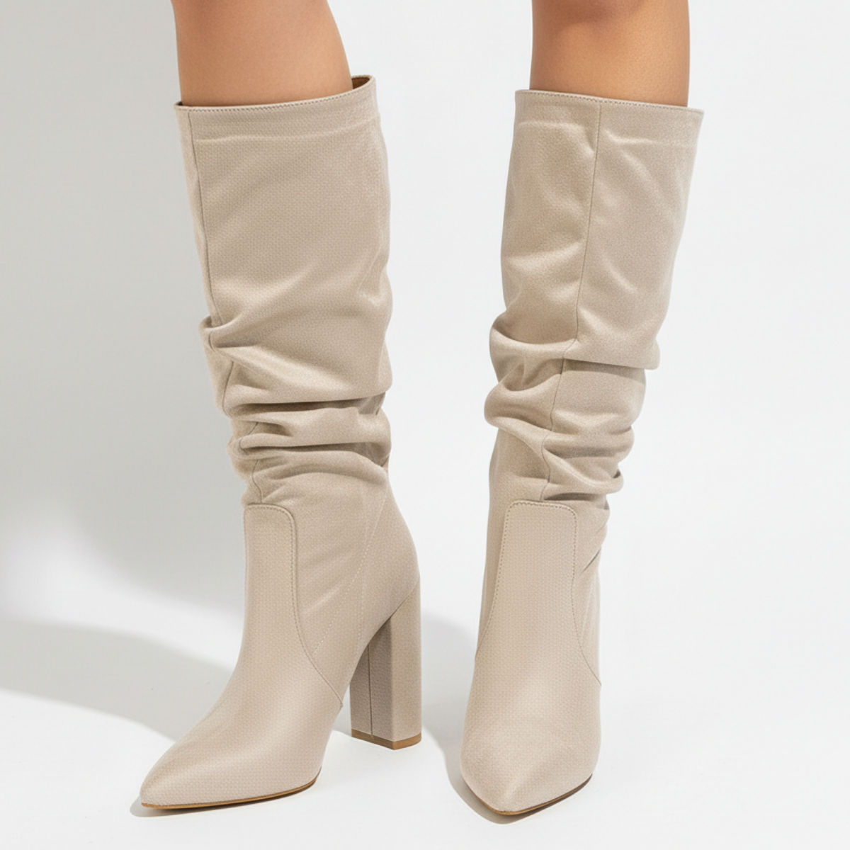 Cornelia Slouch Block Heel Knee-High Boots