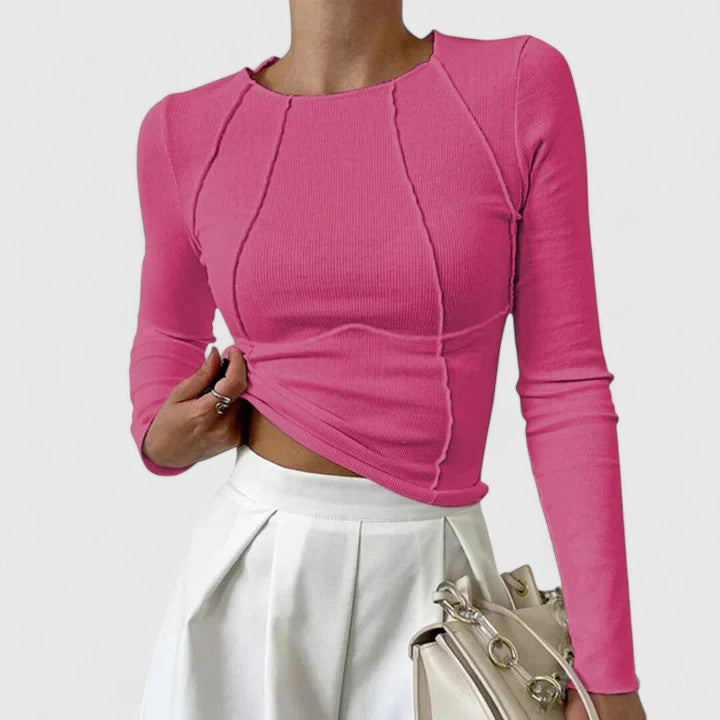 Ottavia Seam-Detail Ribbed Long Sleeve Top