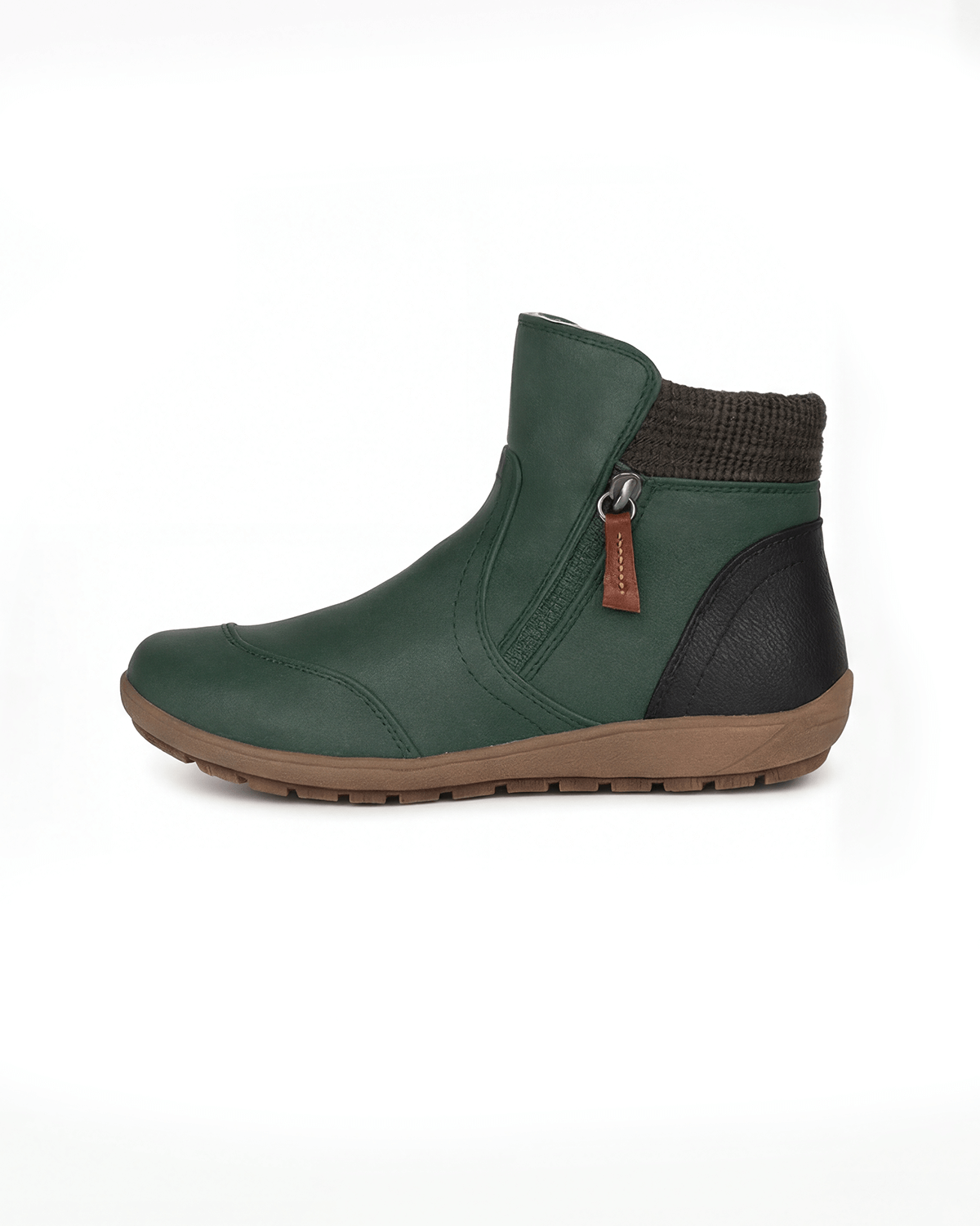 Casilda Knit-Collar Flat Ankle Boots