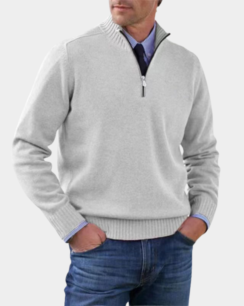 Hezron | Mens Zip-Up Sweater, Lightweight Warmth | Soft Smooth Feel, No Bulk | Red, Gray, Black and More M-3XL