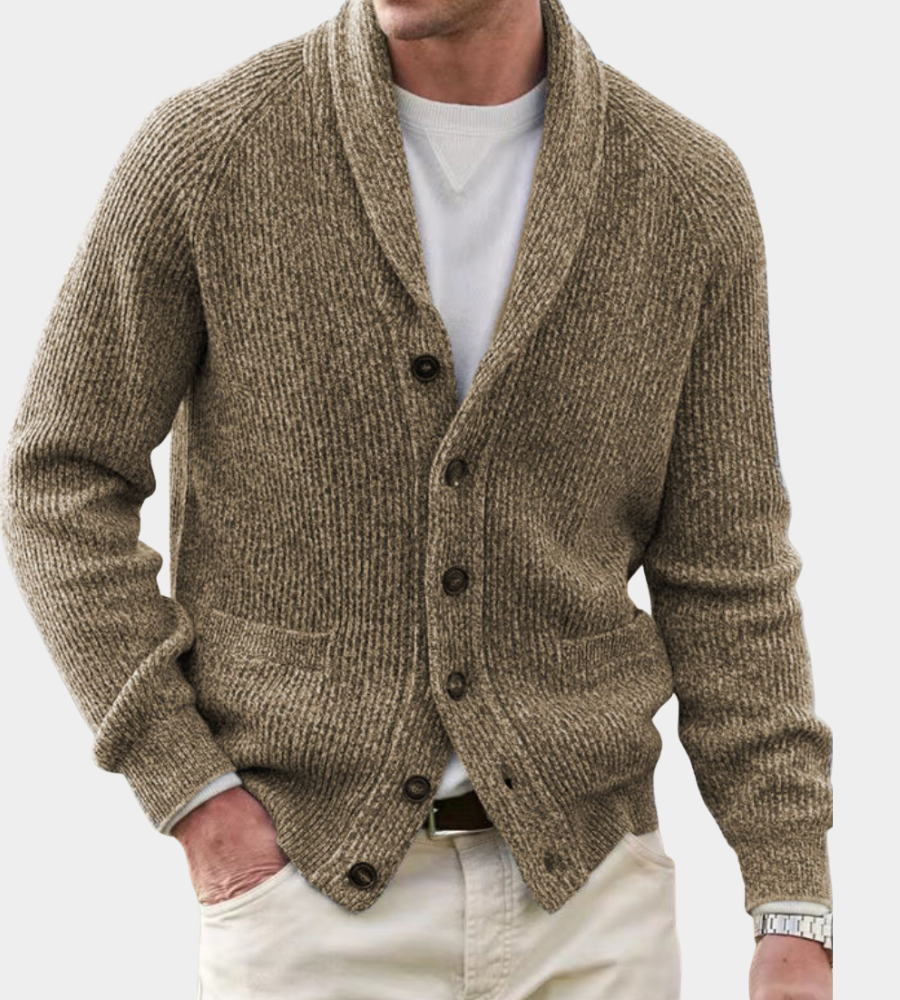 Brian | Mens Shawl Collar Cardigan Sweater in Dense Knit | Warm Layer, Soft on Skin | Gray, Black, Navy and More M-3XL