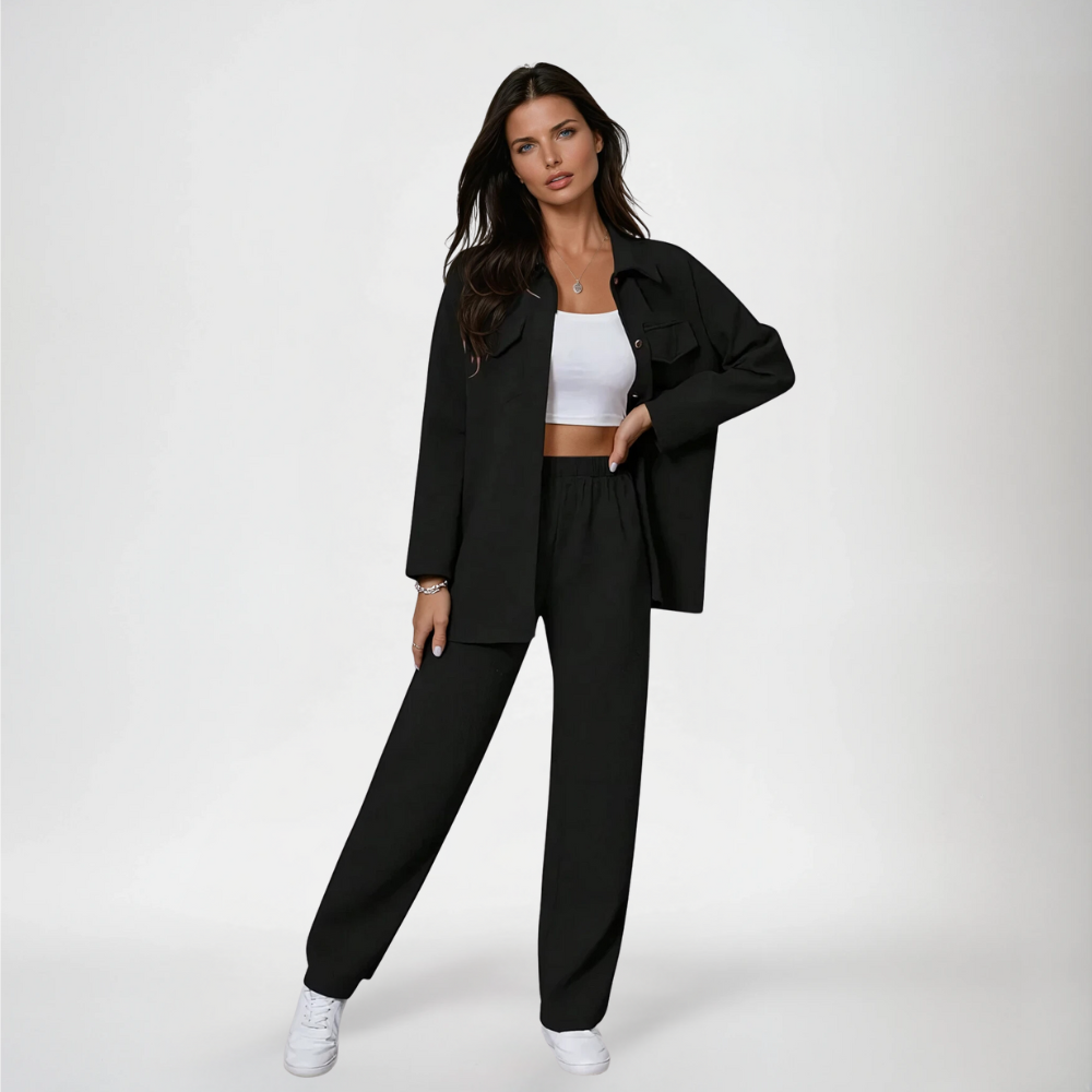 Women's Utility Shirt and Wide-Leg Pants Matching Set