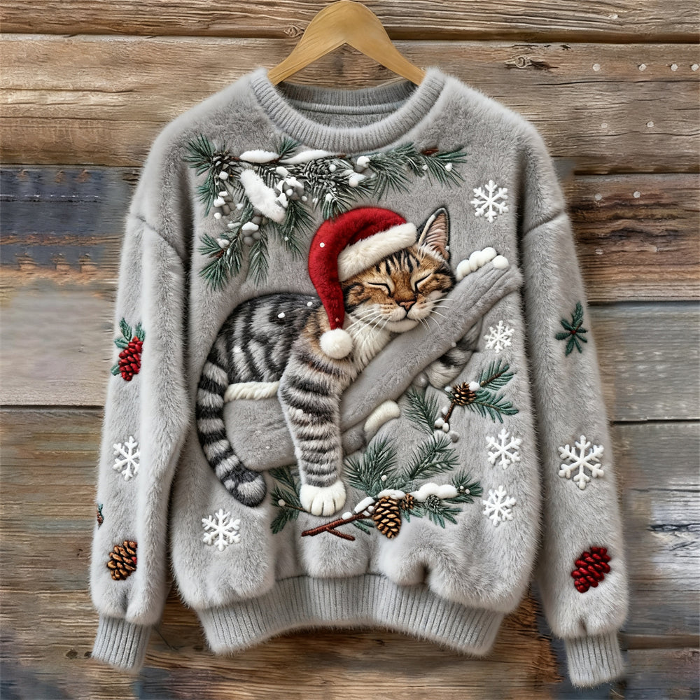 Women's Sweater with Crew Neck and Ribbed Cuffs | Print | For Winter | Size S-5XL