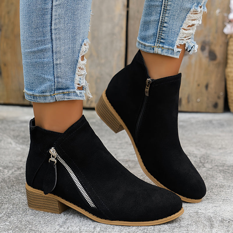 Raya | Womens Ankle Boots with Side Zipper | Zip-On Fit, Dry and Warm in Rain or Snow | Blue, Black, Beige and More EU 35-43