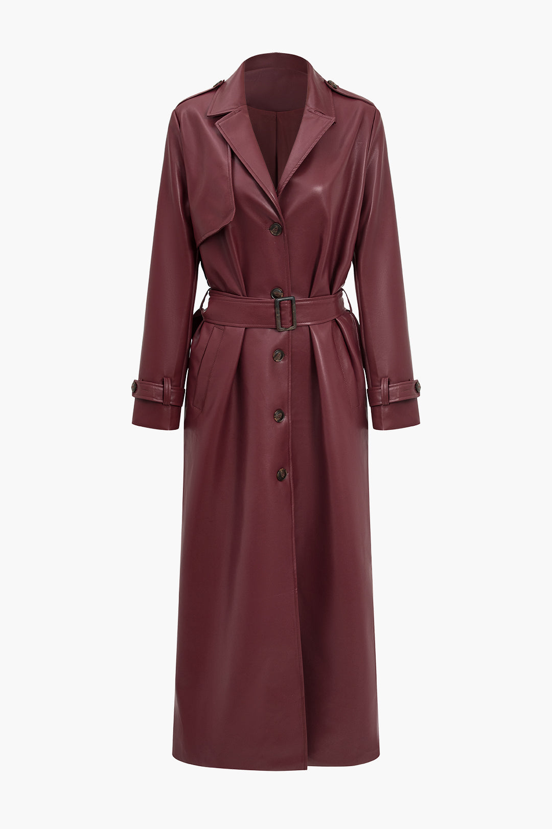 Women's Belted Trench Coat with Double-Breasted Closure