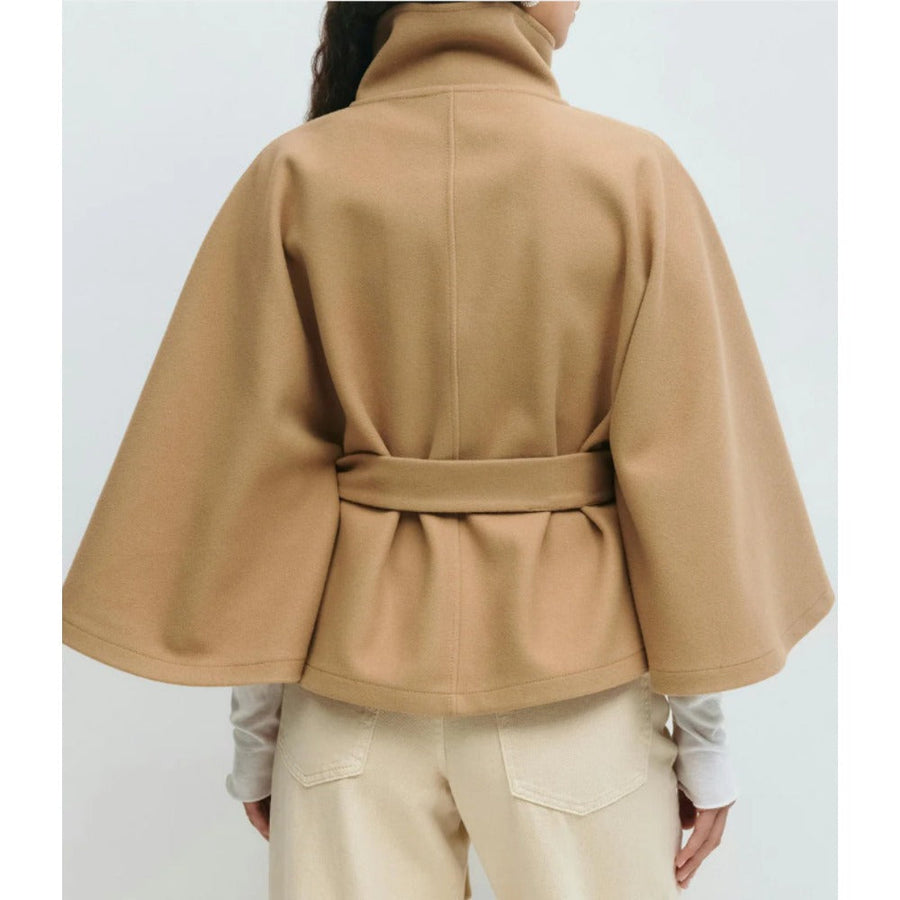 Women's Coat with Fitted Cut and Waist Belt