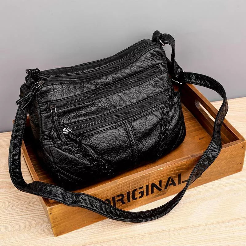 Women's Soft Slouch Shoulder Bag with Zipper Closure