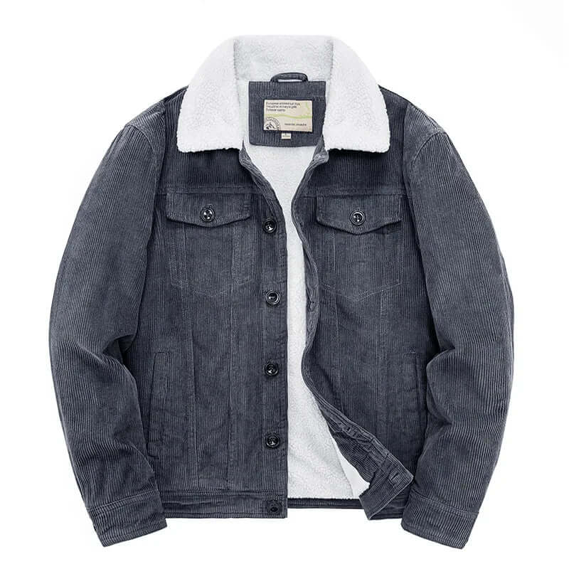 Ryan | Mens Corduroy Windbreaker Jacket, Relaxed Fit | Warm for Cold Days | Gray, Brown, Black and Khaki S-5XL