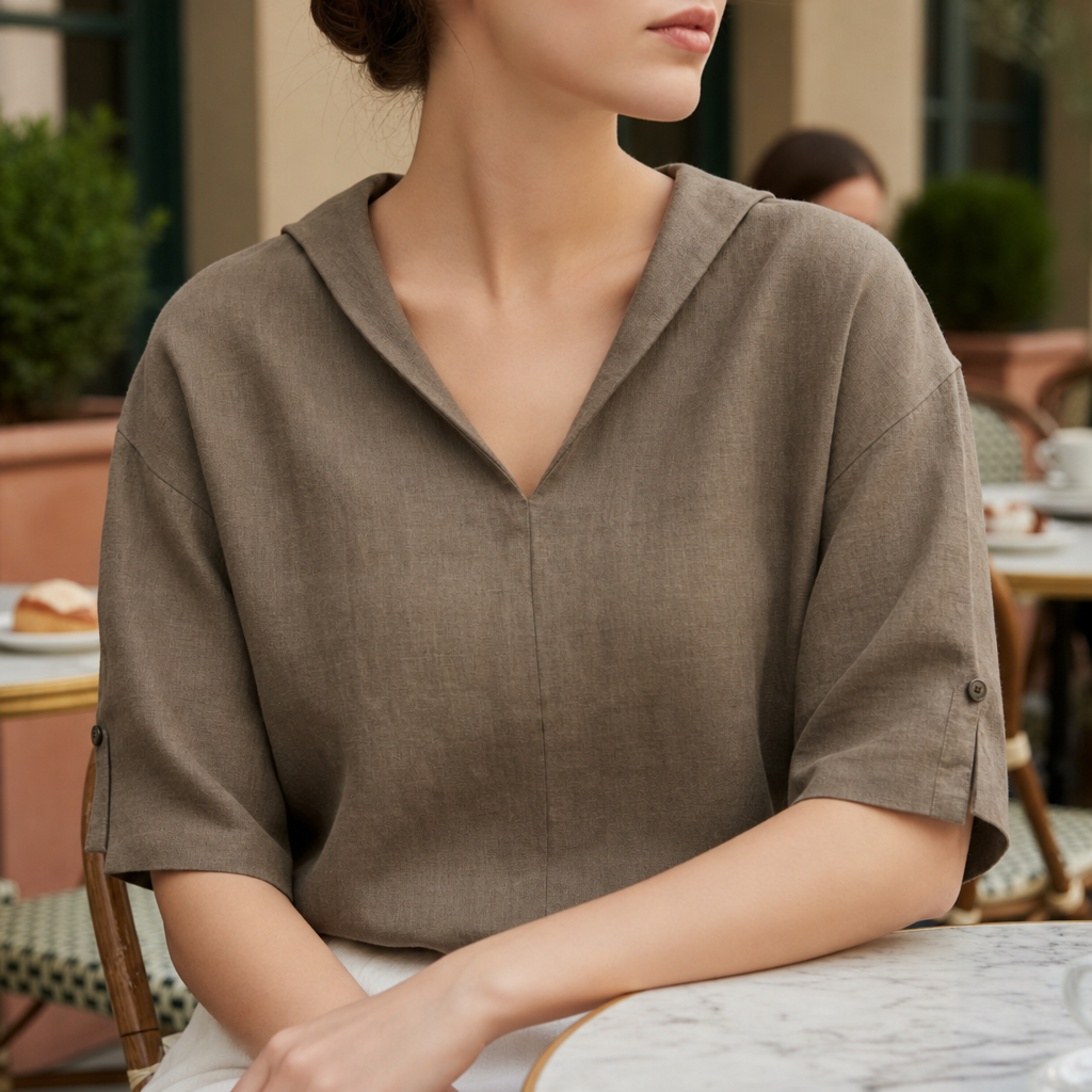 Naxos Linen V-Neck Blouse