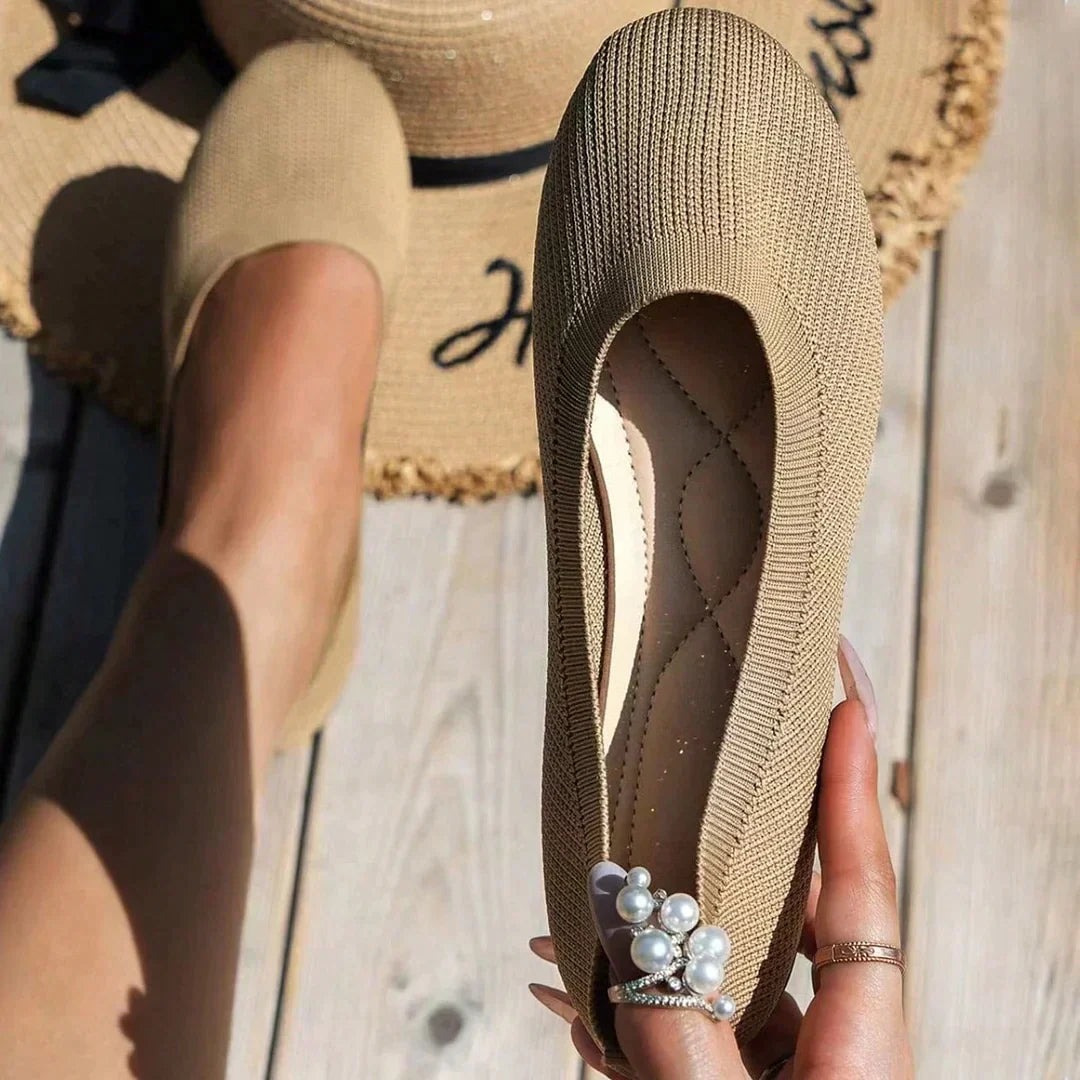 Women's Ribbed Slip-On Flats with Arch Support