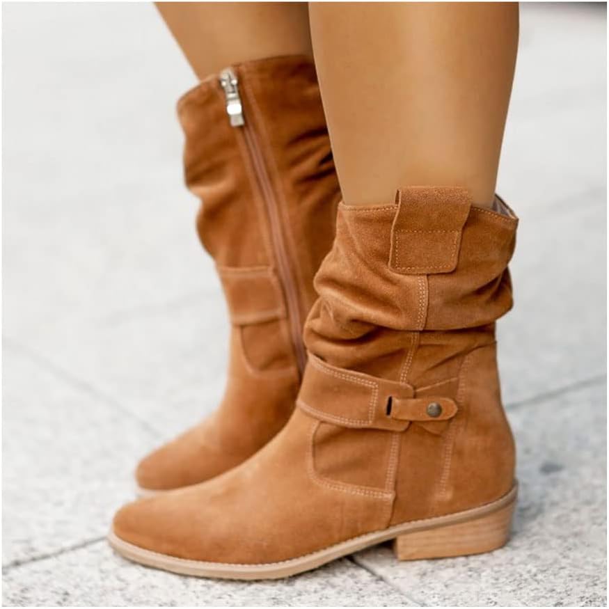 Women's Faux Suede Knee High Boots | Padded Footbed and Structured Sole, Matte Finish | Size 5-10.5, 5 Colors