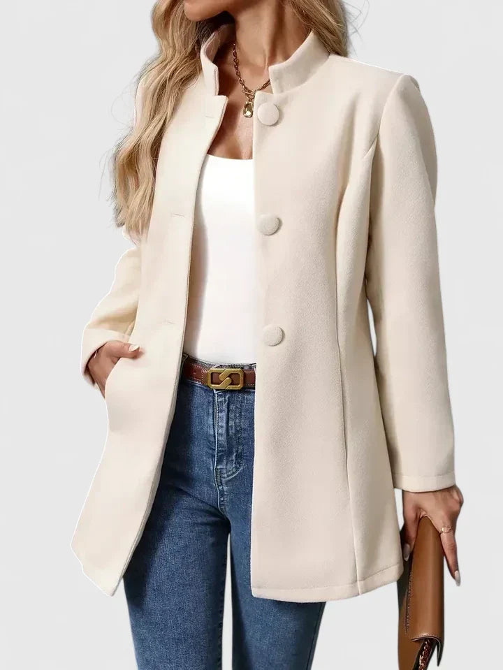 Women's Jacket with Button Front and Pockets | Size S-XL | Cream, Black, Camel