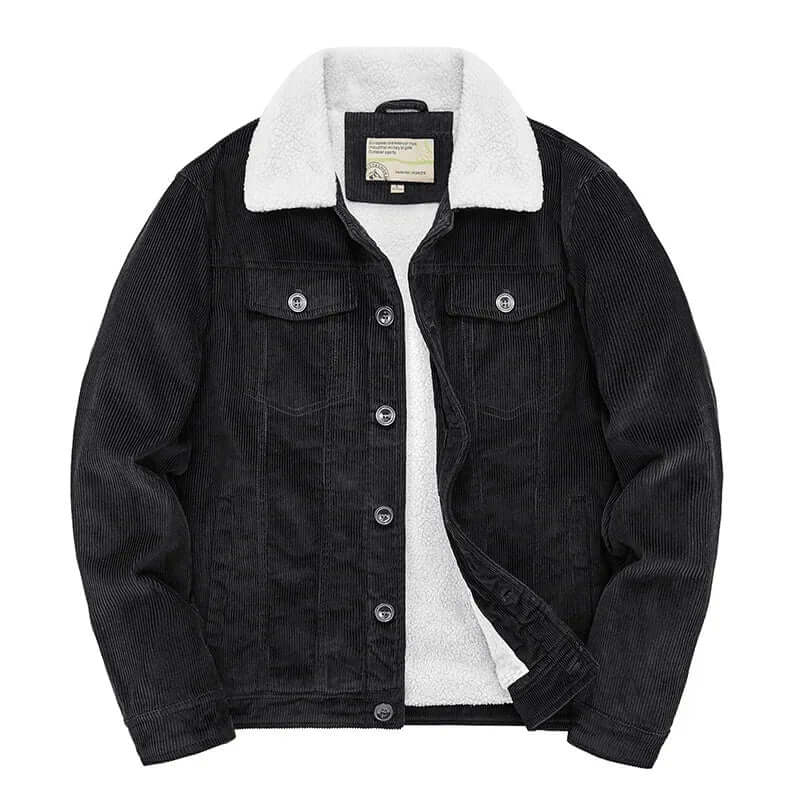 Ryan | Mens Corduroy Windbreaker Jacket, Relaxed Fit | Warm for Cold Days | Gray, Brown, Black and Khaki S-5XL
