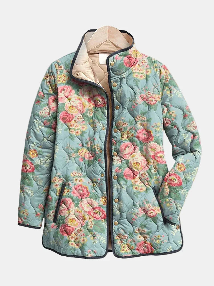 Women's Quilted Floral-Print Jacket, Insulated