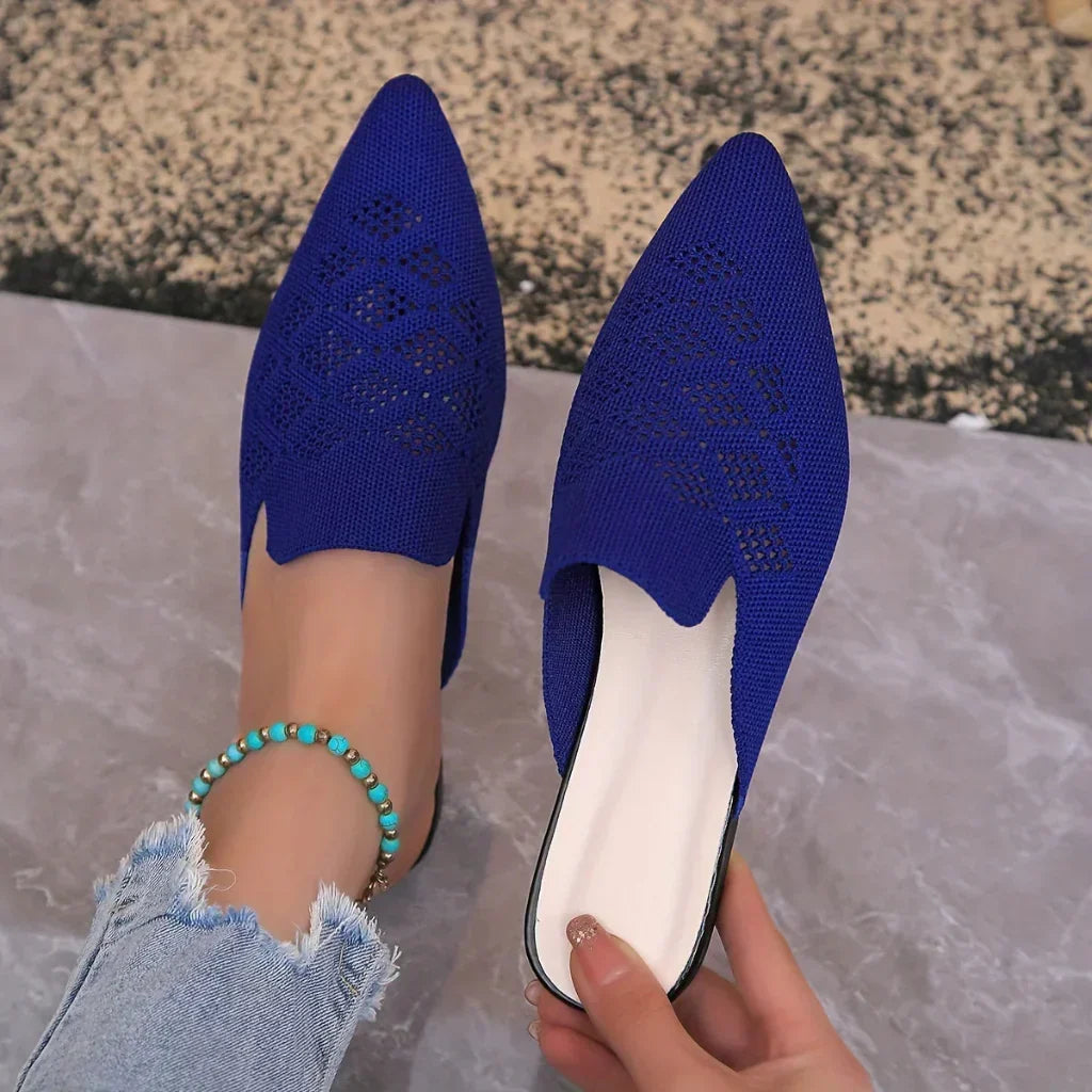 Women's Knitted Pointed-Toe Flat Mules Slip-On