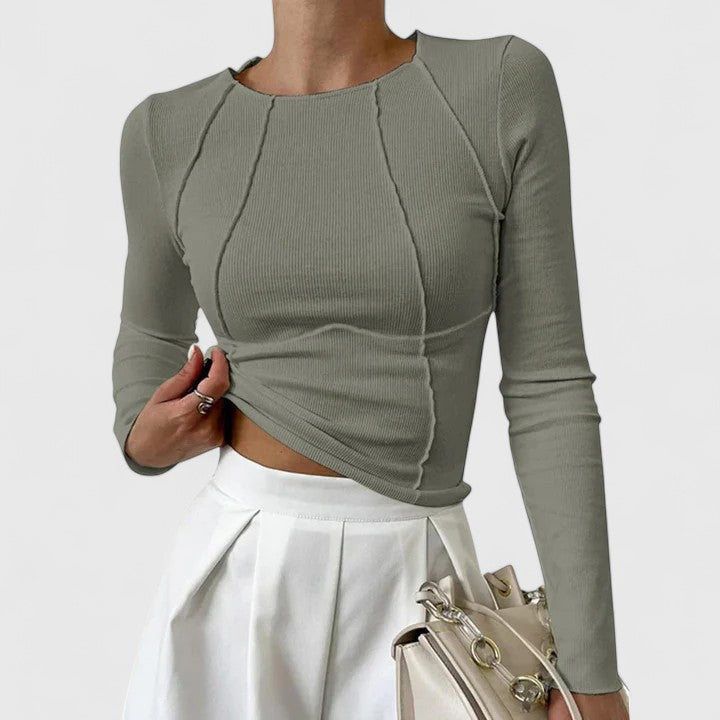 Ottavia Seam-Detail Ribbed Long Sleeve Top