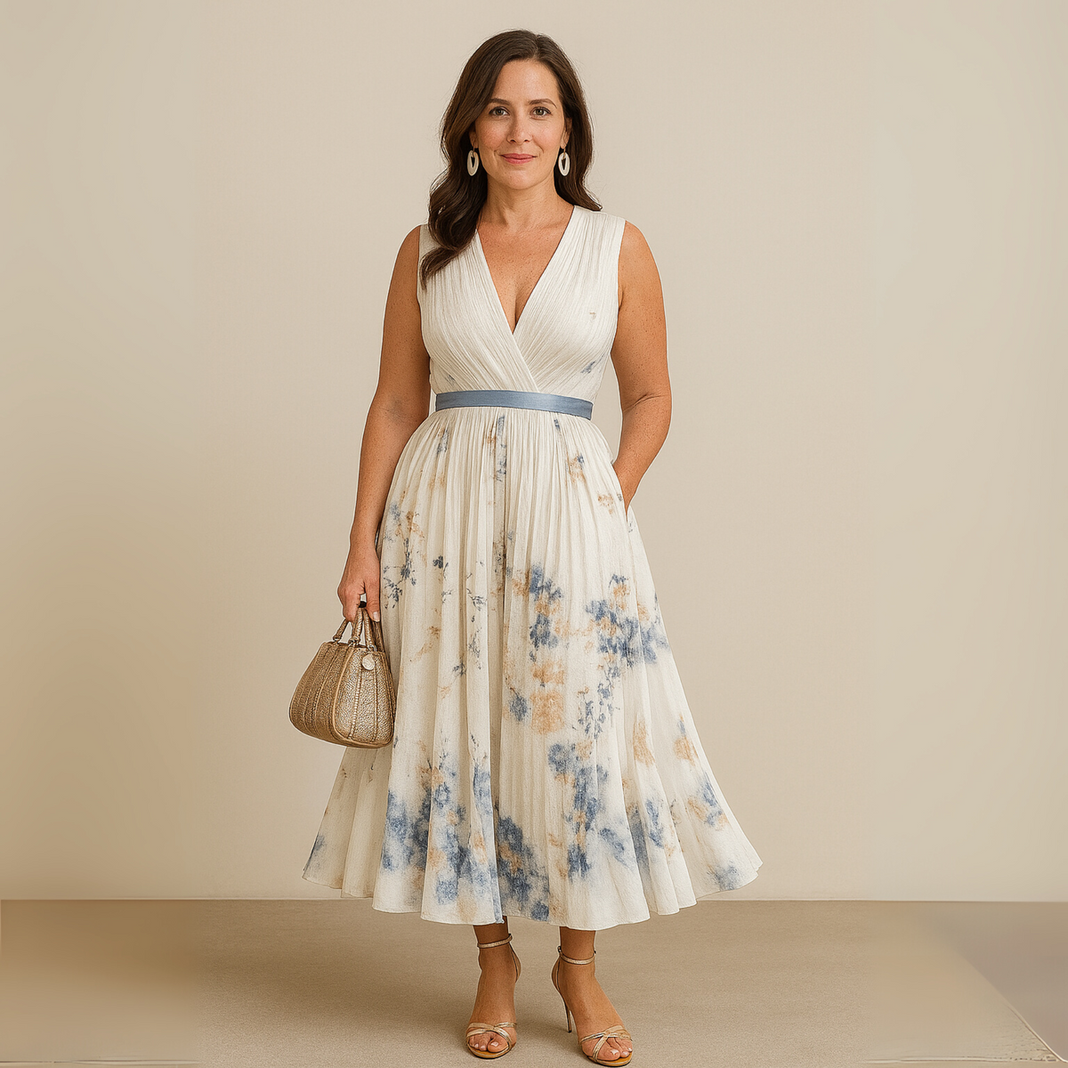 Women's Sleeveless Pleated Maxi Dress – Flowy Formal Occasion Dress