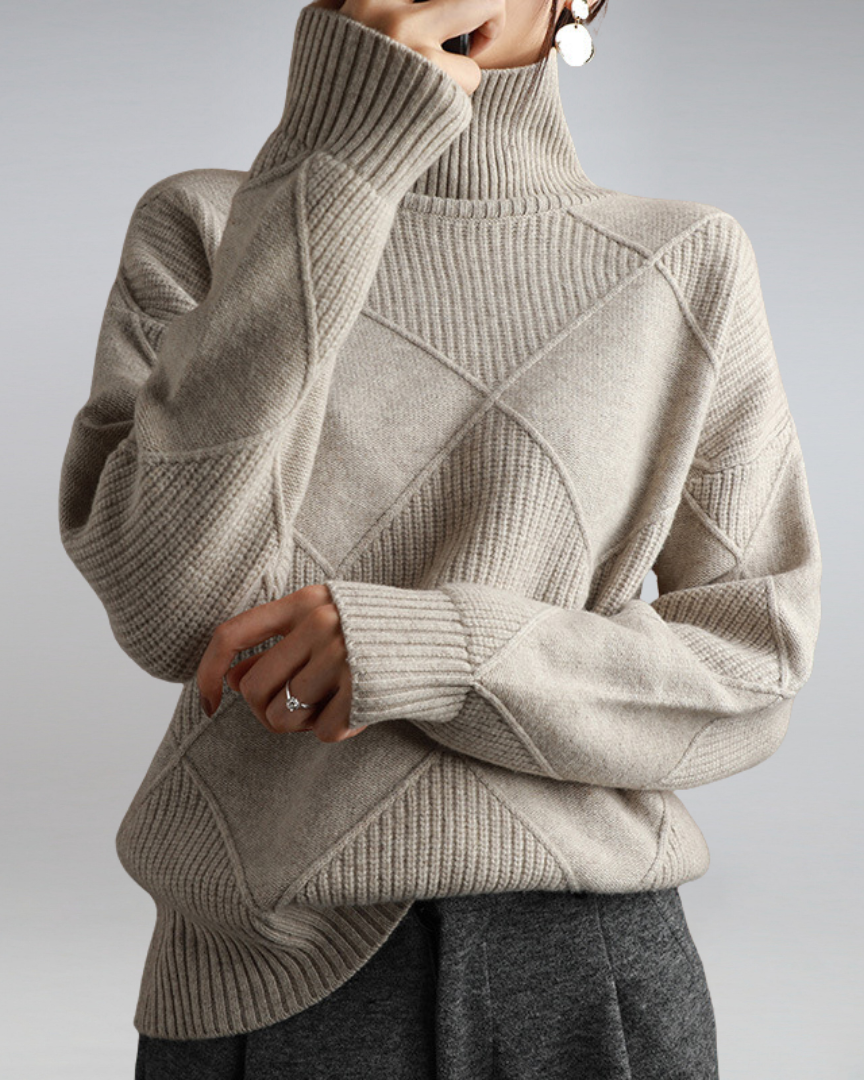 Women's Turtleneck Sweater | Size S-XL | Grey, Beige, Black, Yellow, Brown, Pink