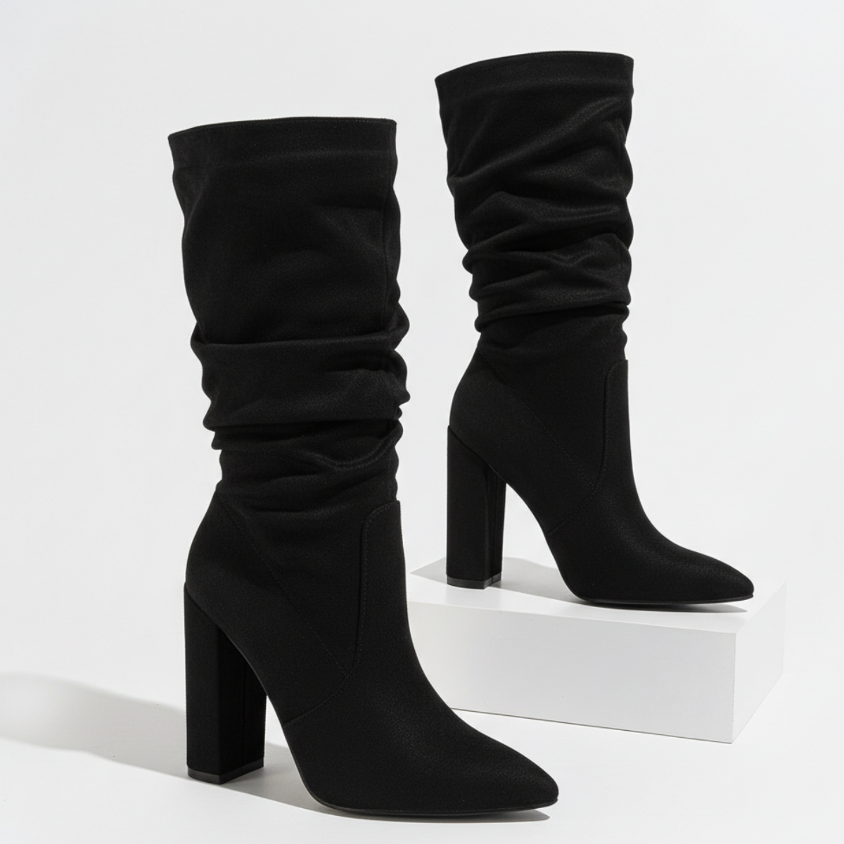 Cornelia Slouch Block Heel Knee-High Boots