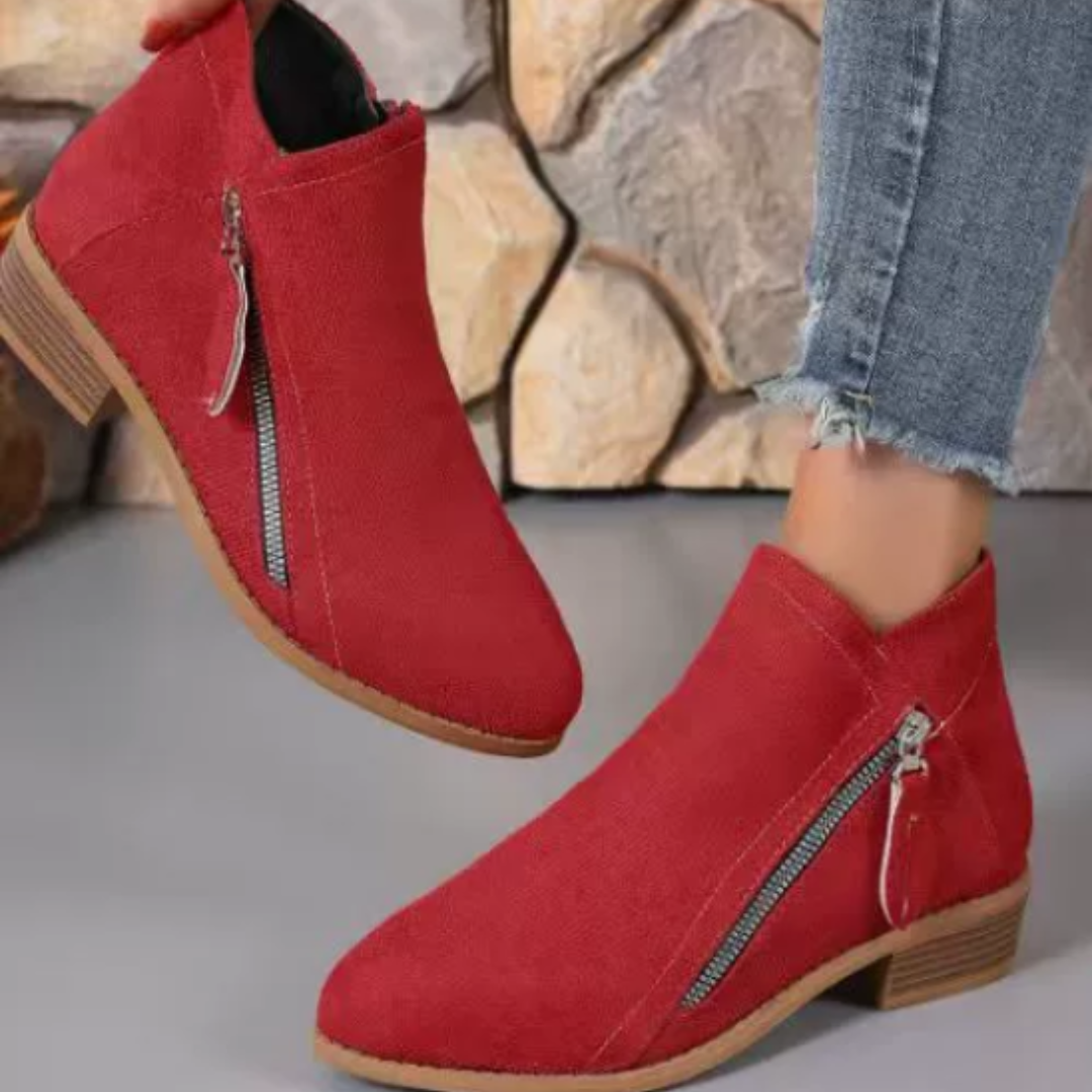 Raya | Womens Ankle Boots with Side Zipper | Zip-On Fit, Dry and Warm in Rain or Snow | Blue, Black, Beige and More EU 35-43