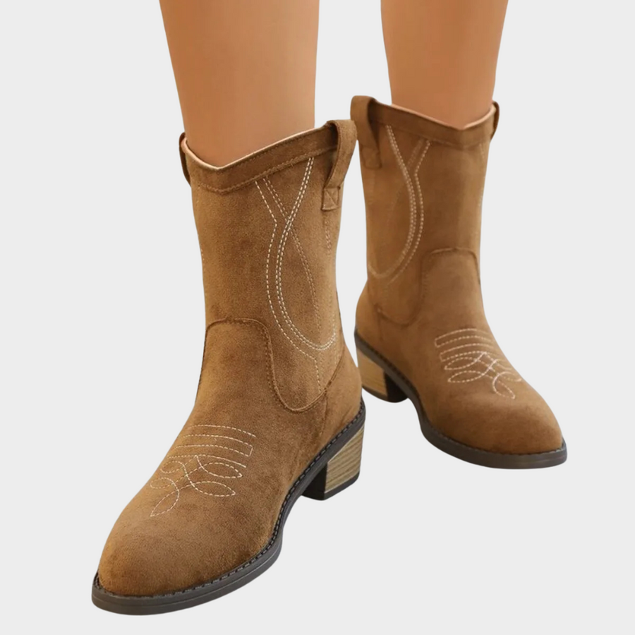 Women's Ankle Boots with Quilted Panels and Non-Slip Sole