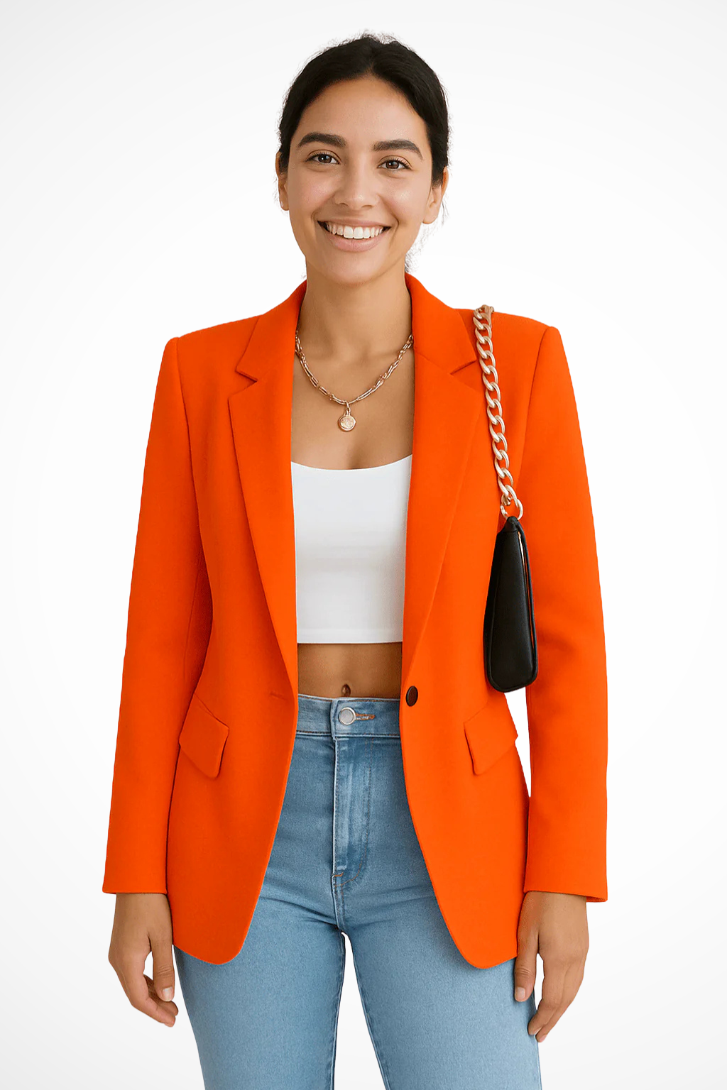 Women's Tailored Blazer, Notched Lapel, Long Sleeves