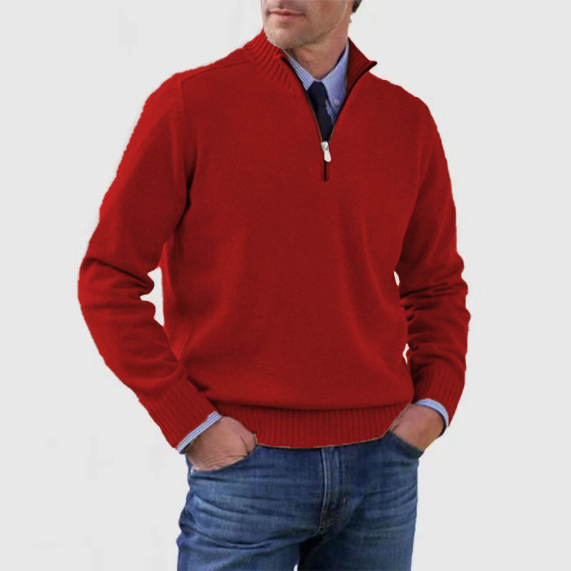 Lucien | Mens Half-Zip Knit Sweater, Classic Fit | Soft Warm Knit, Easy to Layer, Neat Seams | Red, Gray and More M-4XL