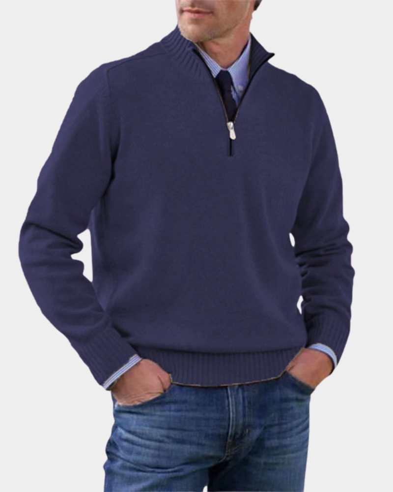 Hezron | Mens Zip-Up Sweater, Lightweight Warmth | Soft Smooth Feel, No Bulk | Red, Gray, Black and More M-3XL