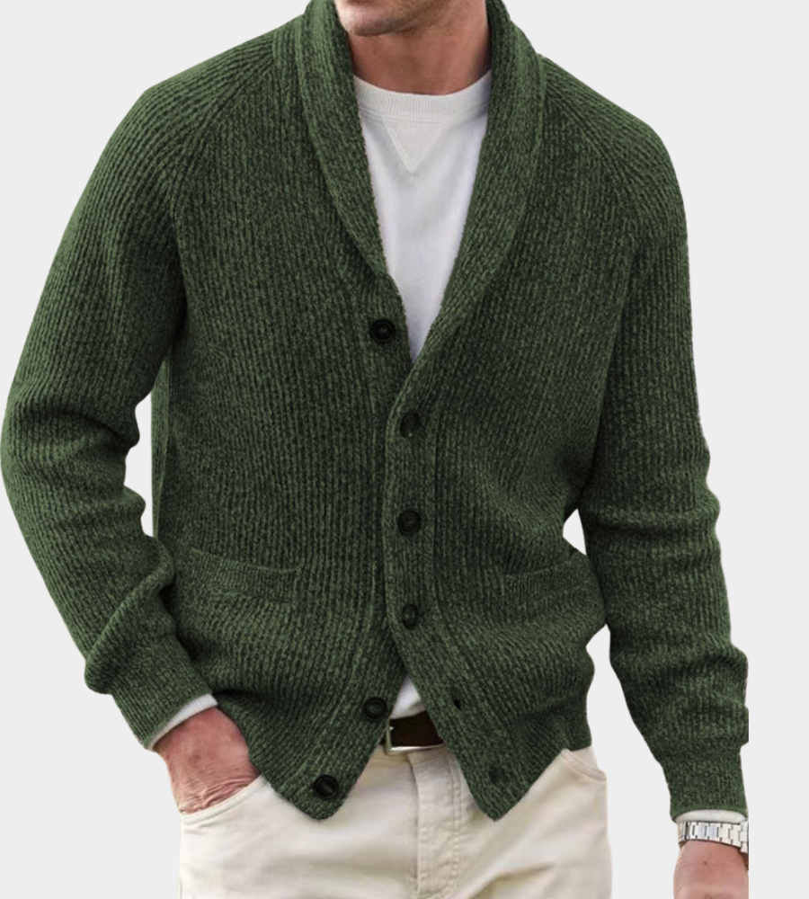 Brian | Mens Shawl Collar Cardigan Sweater in Dense Knit | Warm Layer, Soft on Skin | Gray, Black, Navy and More M-3XL