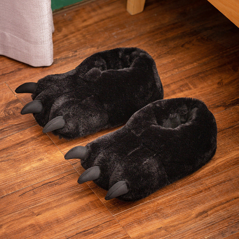 Women's Cozy Slippers in a Bear Paw Shape | Plush and Cotton Upper, Claw Detail at the Front | One Size, 3 Colors