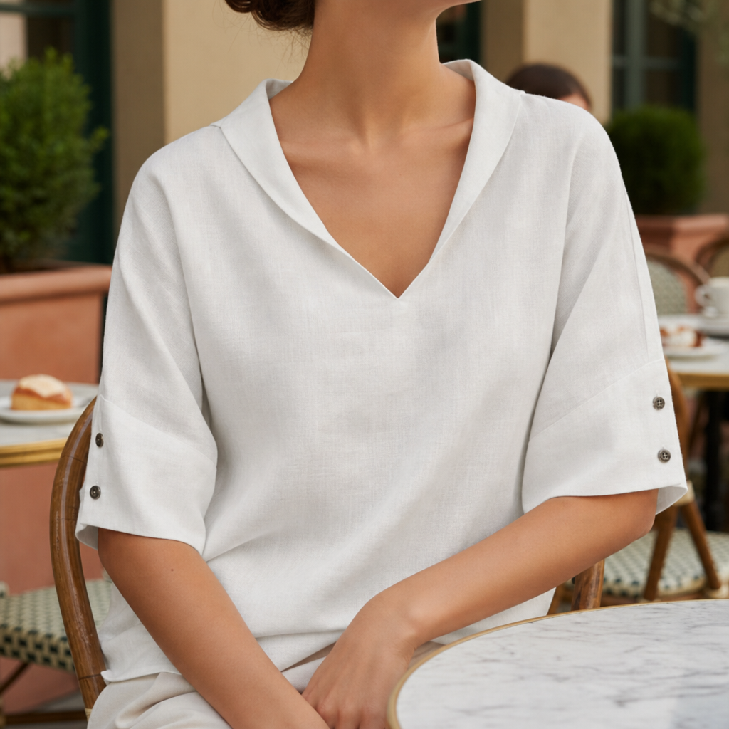 Naxos Linen V-Neck Blouse