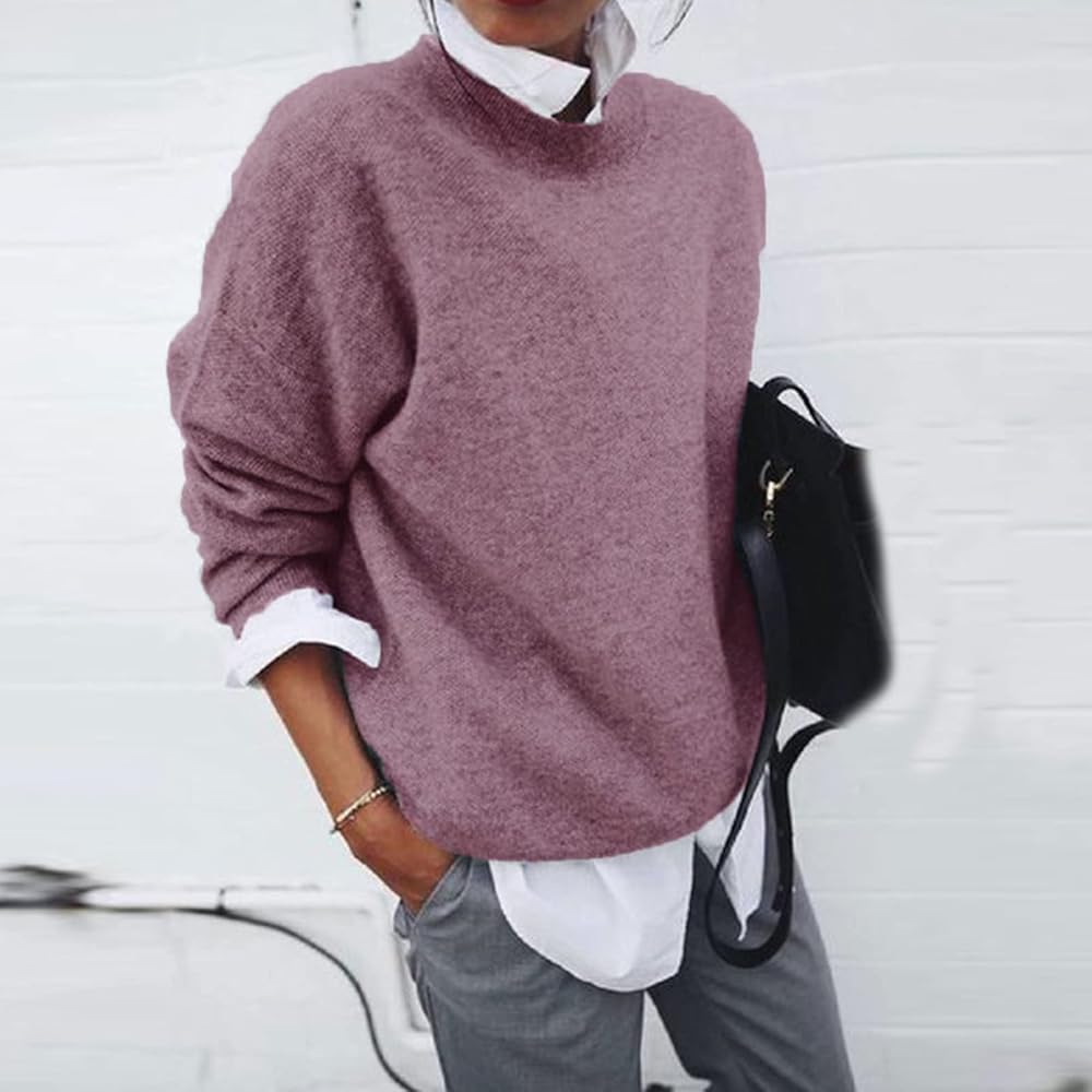 Women's Relaxed Knit Sweater | Soft Lightweight Pullover to Layer Under a Coat on Cold Days | Size S-5XL, 5 Colors