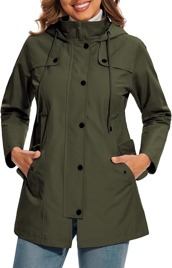 Women's Parka with Windproof Shell and Hood | Waist Belt, Lining, Button Front | For Winter | Size S-3XL