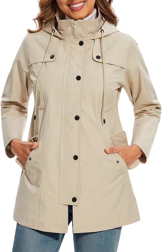 Women's Parka with Windproof Shell and Hood | Waist Belt, Lining, Button Front | For Winter | Size S-3XL
