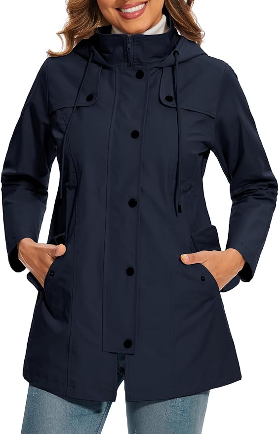 Women's Parka with Windproof Shell and Hood | Waist Belt, Lining, Button Front | For Winter | Size S-3XL