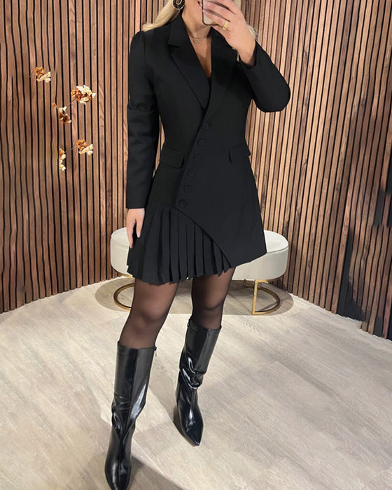 Women's Pleated Dress with Long Sleeves | Defined Waist and a Full Skirt for Evening Events | Size S-3XL, 3 Colors