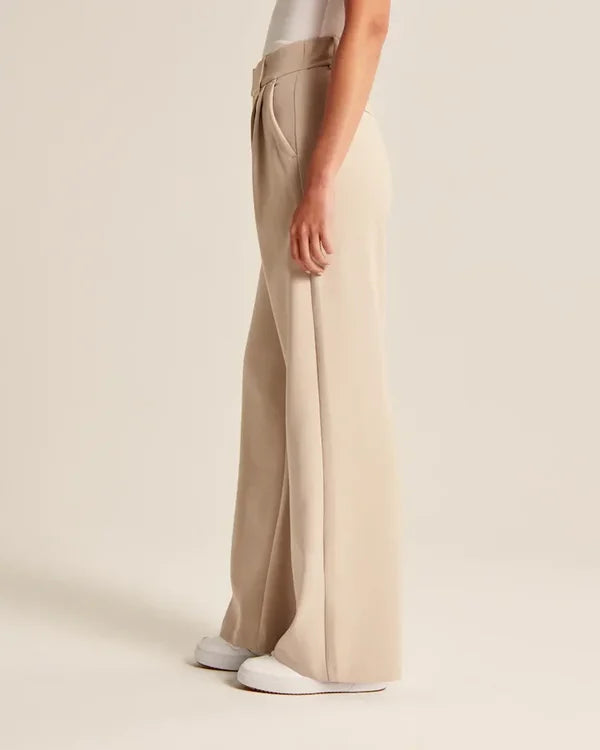 Women's Fitted Flared Pants – High Rise Flare Leg Dress Trousers
