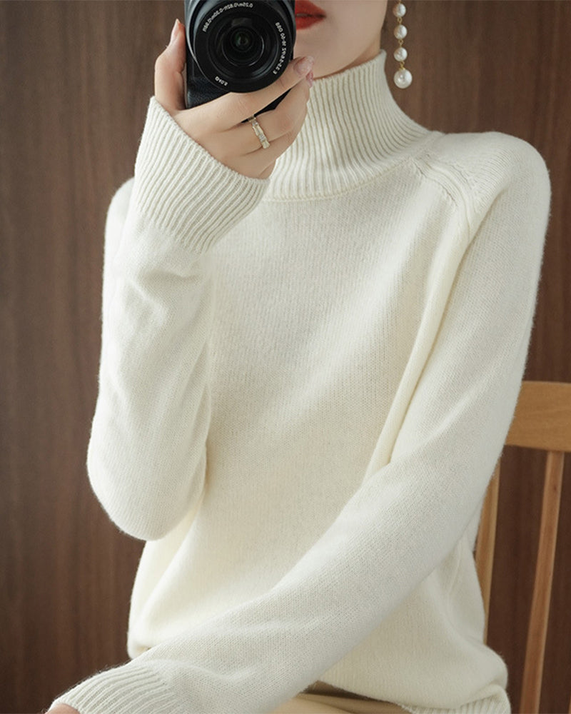 Women's Ribbed High Neck Sweater, Long Sleeves, Regular Fit