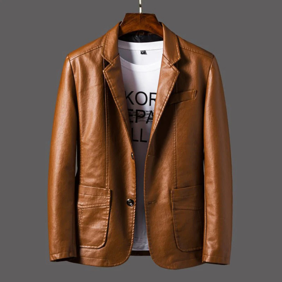 Men's Blazer Jacket, Notched Lapels, Long Sleeves, Button Front