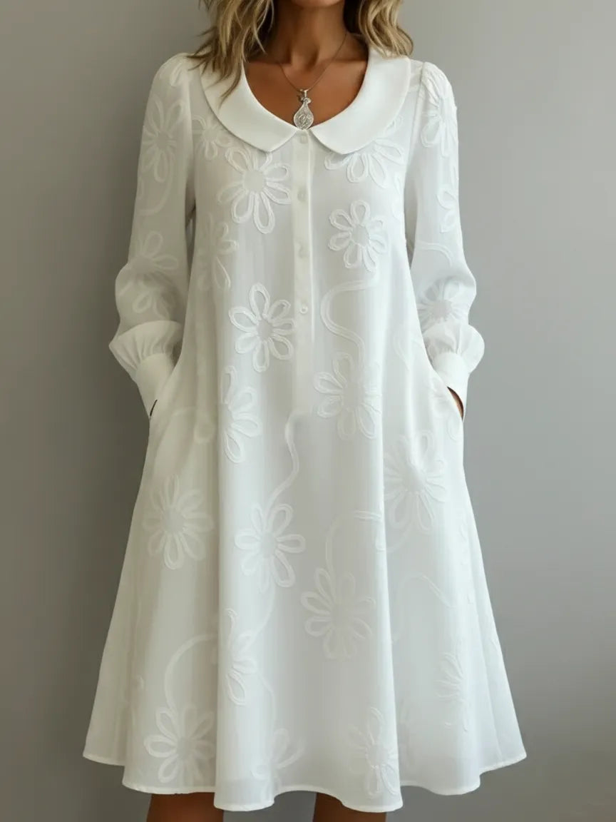 Alice | Vintage Peter Pan Collar Embroidered Floral Dress