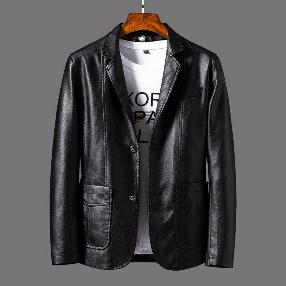Men's Blazer Jacket, Notched Lapels, Long Sleeves, Button Front