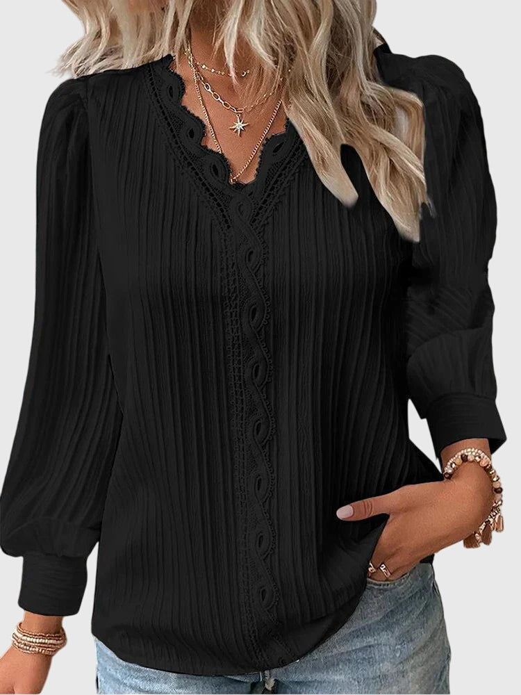 Andrea | Womens Pullover Blouse with Tailored Silhouette | Easy Care, Dress Up or Down | Black, Blue, Green and More S-4XL