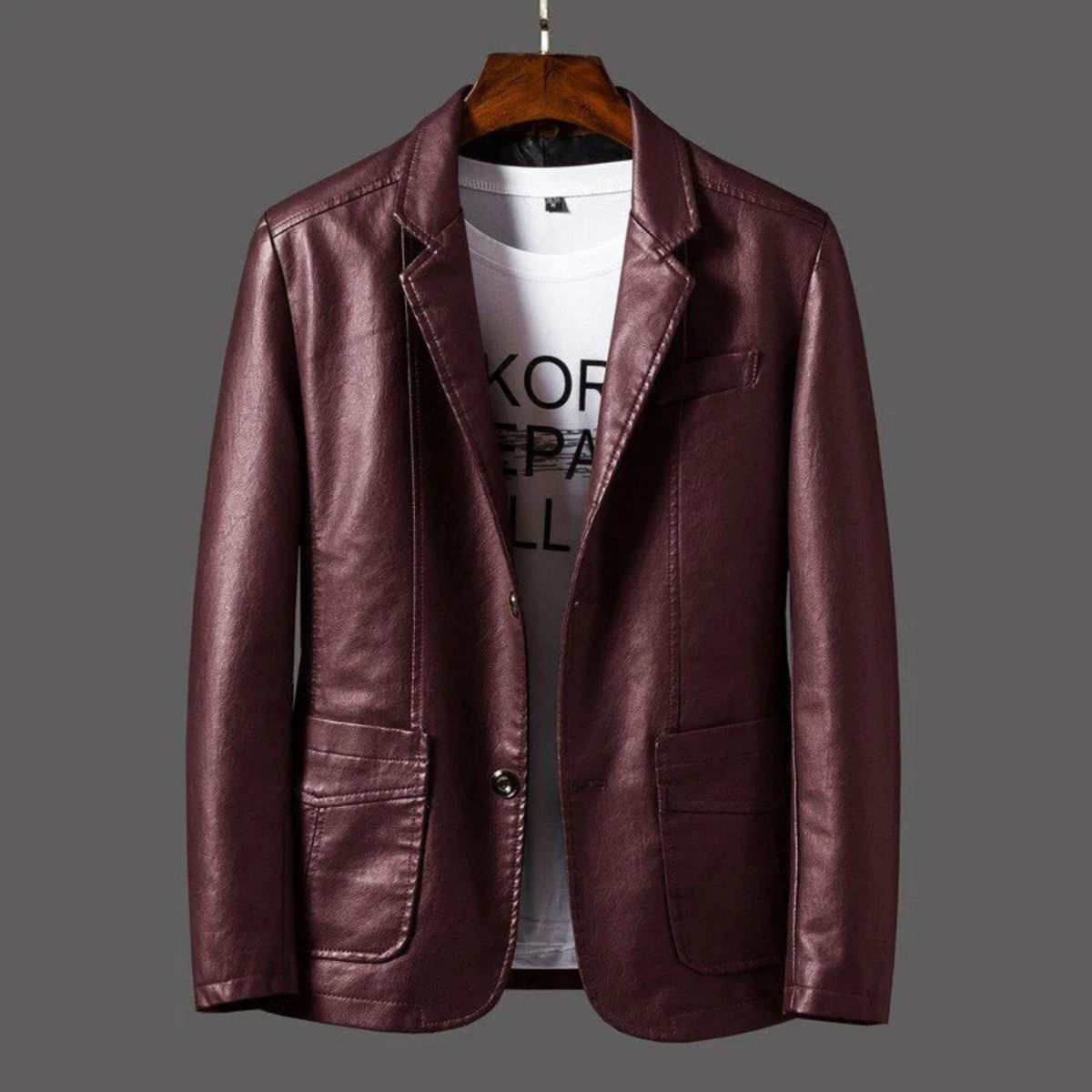 Men's Blazer Jacket, Notched Lapels, Long Sleeves, Button Front