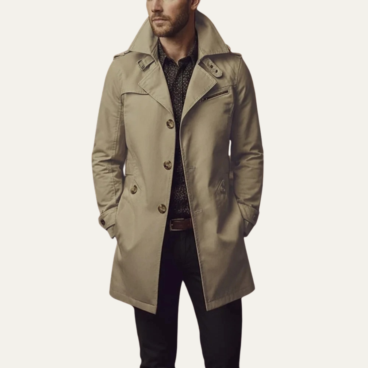 Paul | Mens Double Breasted Pea Coat | Notched Lapels, Cuff Tabs, Slim Fit | Black, Brown, Navy and More M-4XL