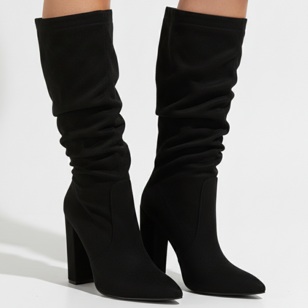 Cornelia Slouch Block Heel Knee-High Boots