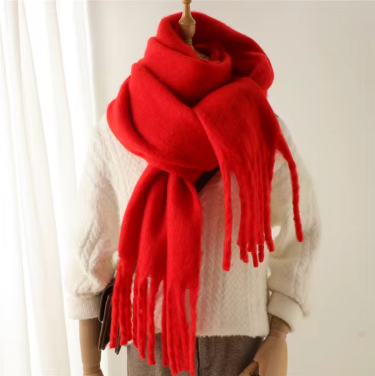 Elyra | Womens Pashmina Scarf with Long Tassels | Thick Soft Weave, Doubles as a Wrap or Blanket | in 20 Colors